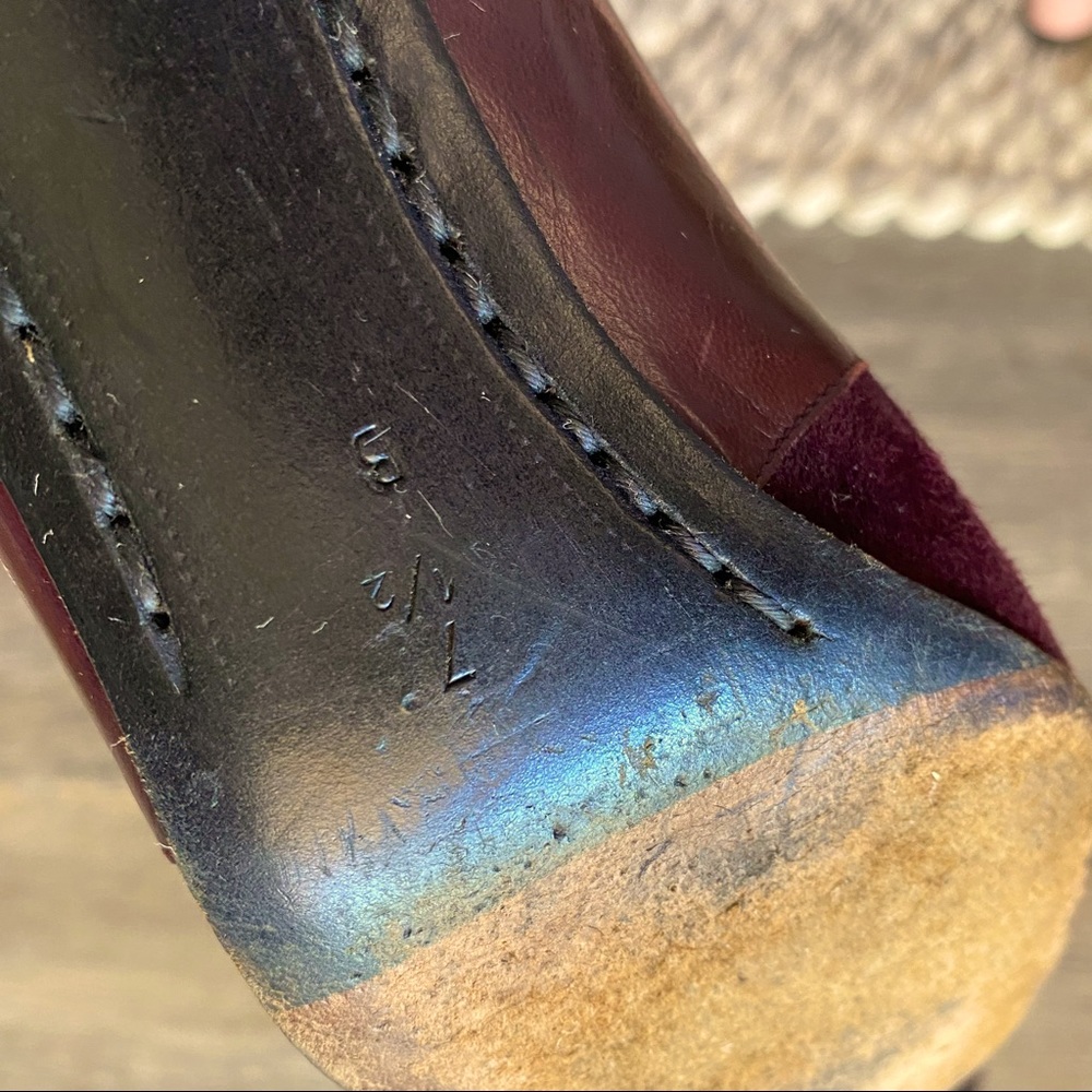 Vintage Burgundy Wine Suede Leather High Heel Pumps - Picture 9 of 14